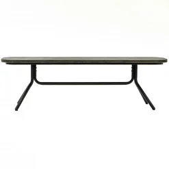 Banc en bois d'acacia massif cendré avec piètement métal noir - KUBI