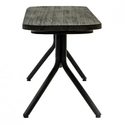 Banc en bois d'acacia massif cendré avec piètement métal noir - KUBI