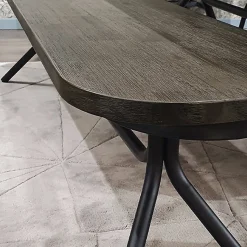 Banc en bois d'acacia massif cendré avec piètement métal noir - KUBI