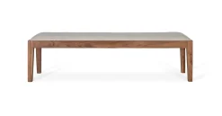 Banc en bois d'acacia massif recouvert de tissu