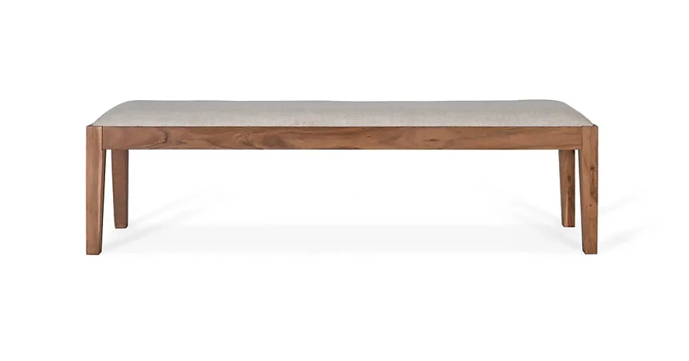 Banc en bois d'acacia massif recouvert de tissu