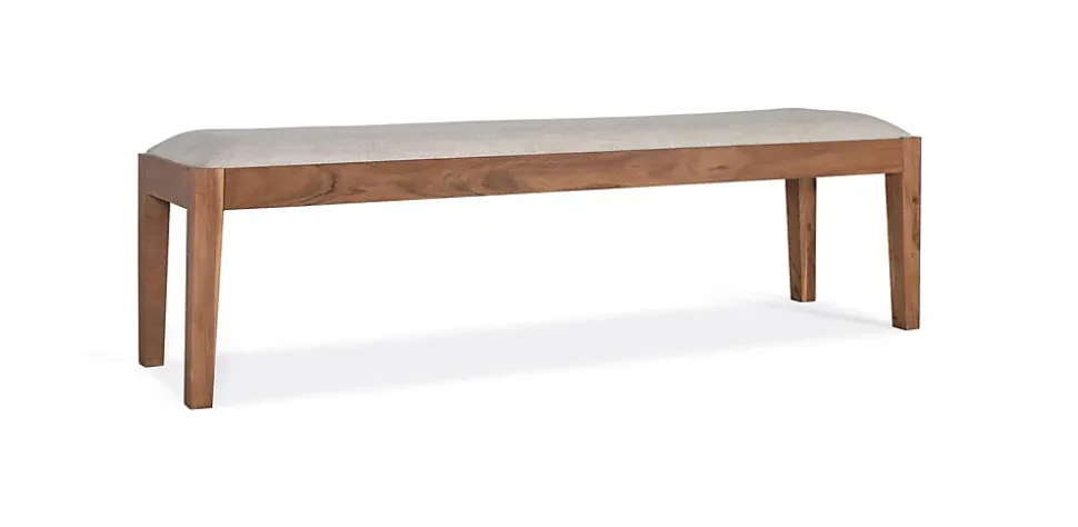 Banc en bois d'acacia massif recouvert de tissu