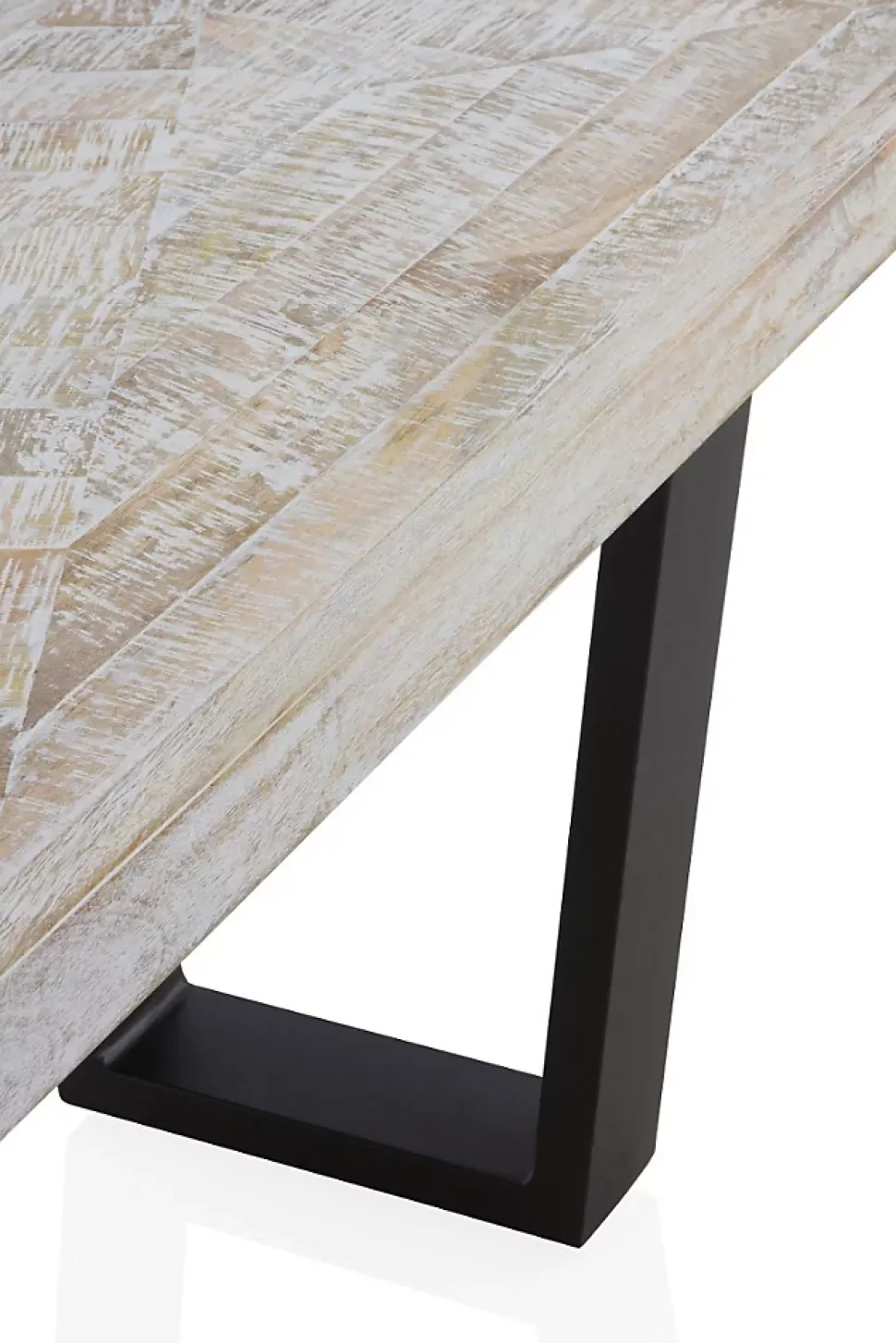 Banc en bois de manguier patiné blanc