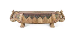 Banc en bois de manguier peint à la main multicolore