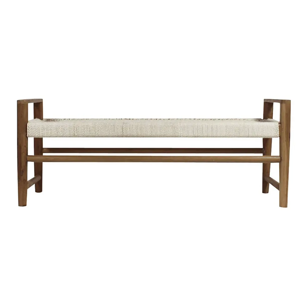 Banc en bois de teck et tissu Pénélope