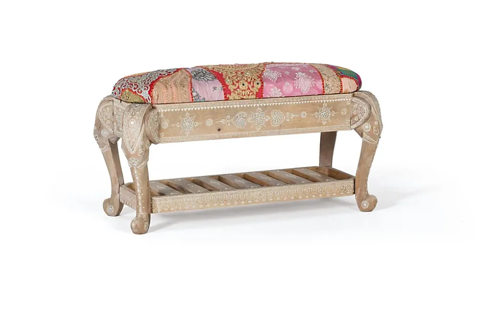 Banc en bois manguier et tissu