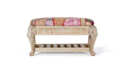 Banc en bois manguier et tissu