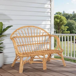 Banc en effet rotin Atmosphera beige