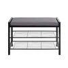 Banc en métal noir avec tissu gris - L75 cm