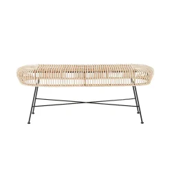 Banc en rotin et pieds en métal 120 cm