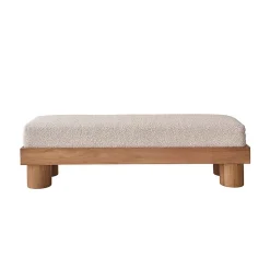 Banc en teck massif assise bouclette 140 cm