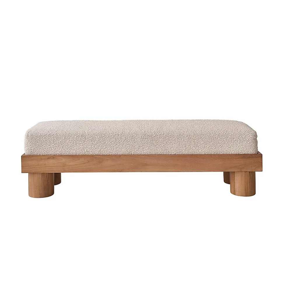 Banc en teck massif assise bouclette 140 cm