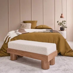 Banc en teck massif assise bouclette 100 cm