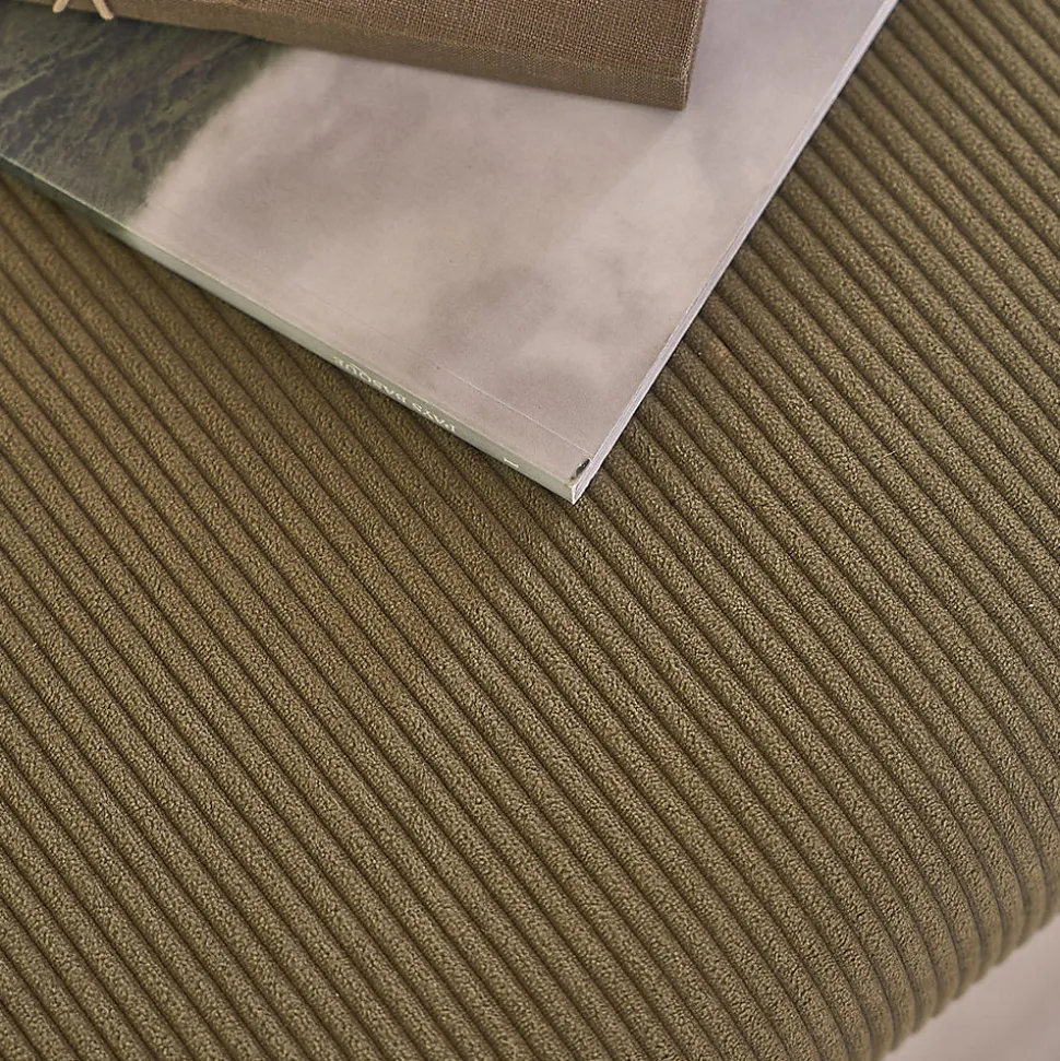 Banc en teck massif et tissu velours cotelé vert 100 cm