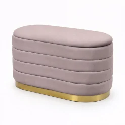 Banc en velours avec rangement 80 cm BELLA Rose Poudré