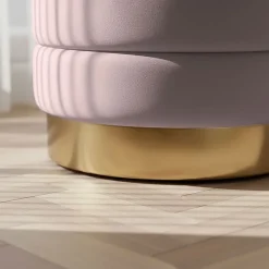 Banc en velours avec rangement 80 cm BELLA Rose Poudré