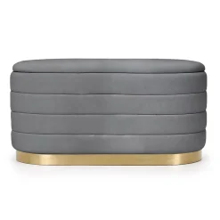 Banc en velours avec rangement 80 cm BELLA Gris Foncé