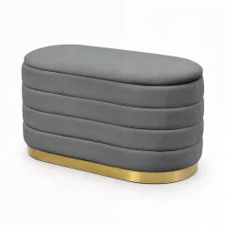 Banc en velours avec rangement 80 cm BELLA Gris Foncé