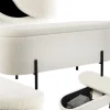 Banc LANJA rembourré, en tissu bouclé et avec espace de rangement en tissu bouclé rembourré