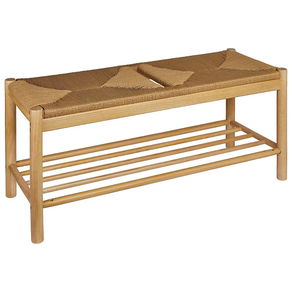 Banc Maesi hévéa beige 95x35cm - Atmosphera