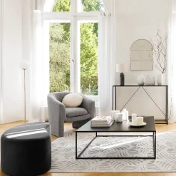 Banc Malone en velours 98x51cm gris foncé - Atmosphera