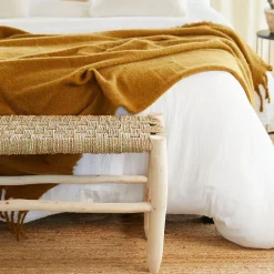 Banc Marocain Doum tressage damier (100 cm - Naturel)