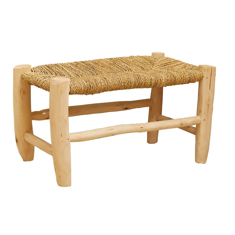 Banc Marocain Doum tressage central (60 cm - Naturel)