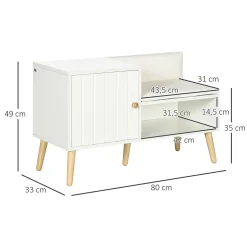 Banc meuble à chaussures 2 en 1 style scandinave - porte, niche, étagère - bois pin blanc