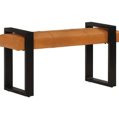 Banc Noir et marron 110 cm Cuir de chèvre véritable vidaXL