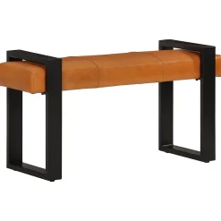 Banc Noir et marron 110 cm Cuir de chèvre véritable vidaXL