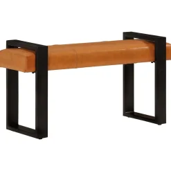 Banc Noir et marron 110 cm Cuir de chèvre véritable vidaXL