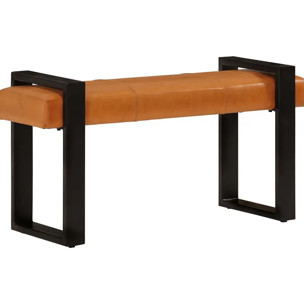 Banc Noir et marron 110 cm Cuir de chèvre véritable vidaXL