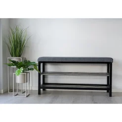 Banc Padova, Gris, Métal, 100x34x50 cm, Seven Design