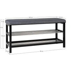 Banc Padova, Gris, Métal, 100x34x50 cm, Seven Design