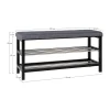 Banc Padova élégant avec coussin et étagères noires - 100x34x50 cm