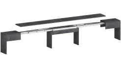 Banc Quedan, Lot de 2 Sièges pour table à manger, Bancs extensibles, 290x25h45 cm, Ardoise