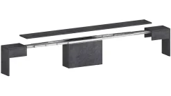 Banc Quedan, Lot de 2 Sièges pour table à manger, Bancs extensibles, 290x25h45 cm, Ardoise