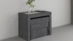 Banc Quedan, Lot de 2 Sièges pour table à manger, Bancs extensibles, 290x25h45 cm, Ardoise