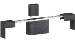 Banc Quedan, Lot de 2 Sièges pour table à manger, Bancs extensibles, 290x25h45 cm, Ardoise