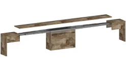 Banc Quedan, Lot de 2 Sièges pour table à manger, Bancs extensibles, 290x25h45 cm, Érable