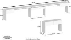 Banc Quedan, Lot de 2 Sièges pour table à manger, Bancs extensibles, 290x25h45 cm, Érable