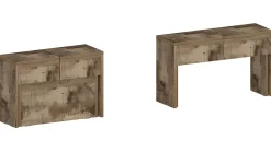 Banc Quedan, Lot de 2 Sièges pour table à manger, Bancs extensibles, 290x25h45 cm, Érable
