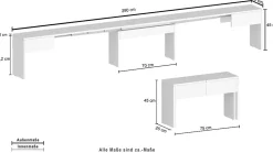 Banc Quedan, Lot de 2 Sièges pour table à manger, Bancs extensibles, 290x25h45 cm, Gris