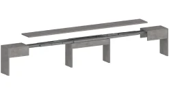 Banc Quedan, Lot de 2 Sièges pour table à manger, Bancs extensibles, 290x25h45 cm, Gris