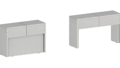 Banc Quedan, Lot de 2 Sièges pour table à manger, Bancs extensibles, 290x25h45 cm, Blanc