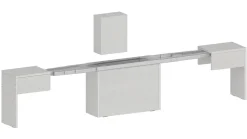 Banc Quedan, Lot de 2 Sièges pour table à manger, Bancs extensibles, 290x25h45 cm, Blanc
