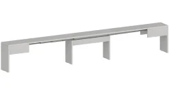 Banc Quedan, Lot de 2 Sièges pour table à manger, Bancs extensibles, 290x25h45 cm, Blanc
