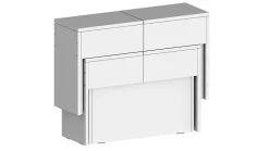Banc Quedan, Lot de 2 Sièges pour table à manger, Bancs extensibles, 290x25h45 cm, Blanc brillant