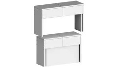 Banc Quedan, Lot de 2 Sièges pour table à manger, Bancs extensibles, 290x25h45 cm, Blanc brillant