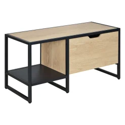 Banc range chaussures en métal noir et bois avec rangement l. 90 cm Homesight Wilko